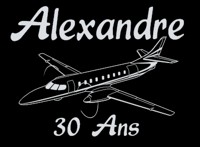 Alexandre, 30 ans et avion exemple de texte et dessin pour un anniversaire