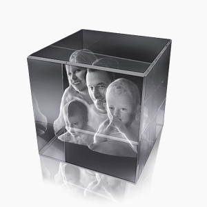 Cube en verre photo gravé en 3D