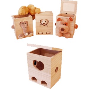 Peluches animaux dans leur boite