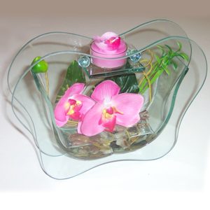 Decoration bougie fleurs motif papillon