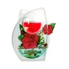 D�coration bougies. Bougeoirs verre d�coration bougie. Composition fleurs artificielles sous verre
