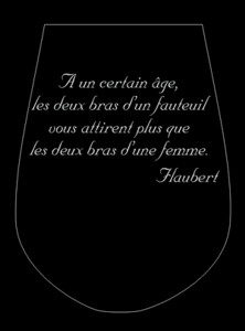 exemple de verre à vin gravé d'une citation de Flaubert