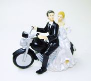 figurine de pièce montée : mariés à moto