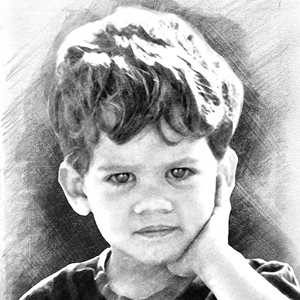 portrait enfant au fusain