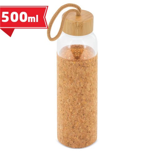 Bouteille en verre personnalisable avec bouchon bambou/liège