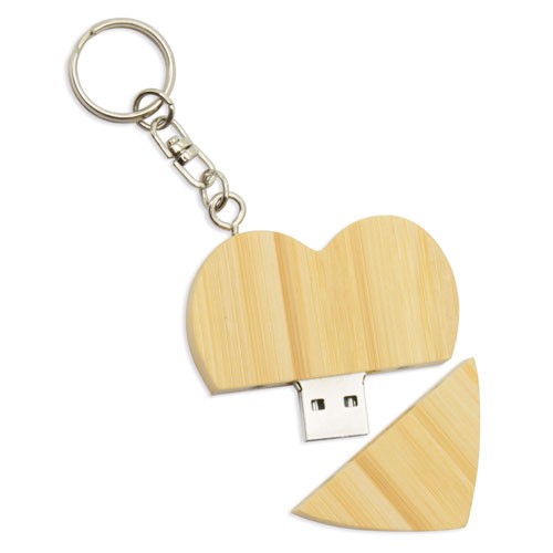 Clé USB bois coeur bambou
