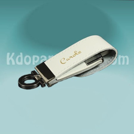 Clé USB Cuir Luxe Blanc 16Go
