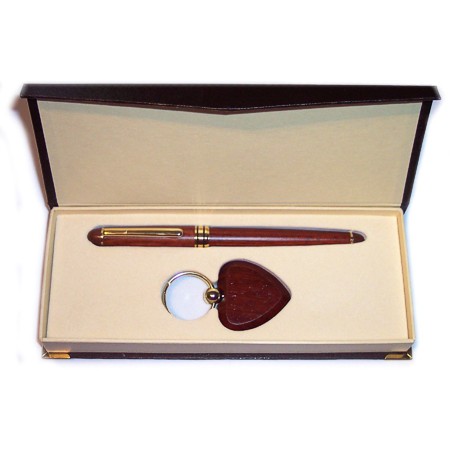 Coffret stylo porte clé coeur