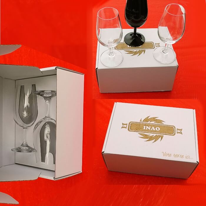 2 verres à vin INAO dans un coffret, un cadeau autour de la dégustation du  vin