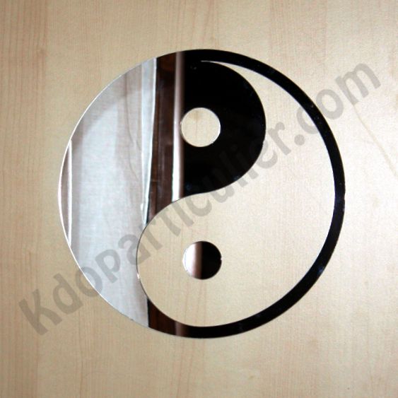 Sticker miroir Yin et Yang - Décoration miroir zen - Miroir symbole.