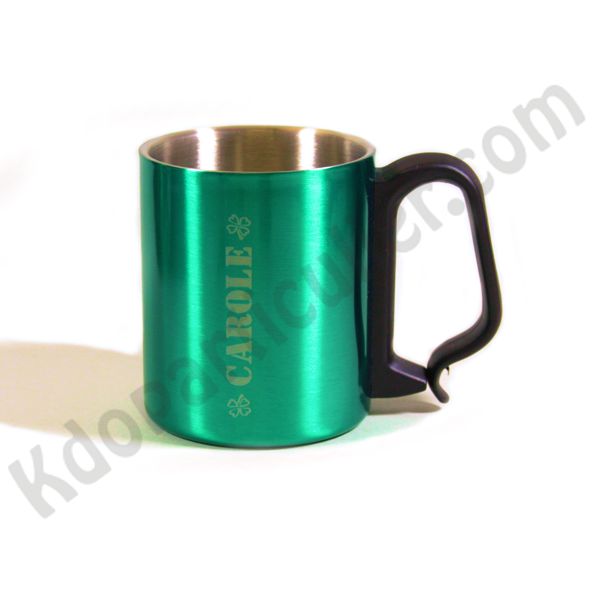 Mug inox avec poignée mousqueton noire