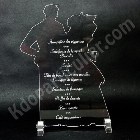 Menu mariage silhouette de mariés