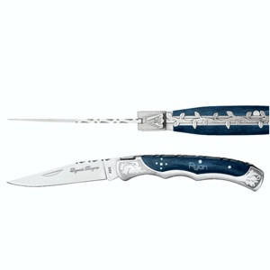 Couteau Laguiole personnalisé bleu 12cm