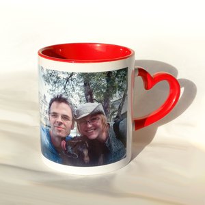 Mug personnalisé avec anse coeur