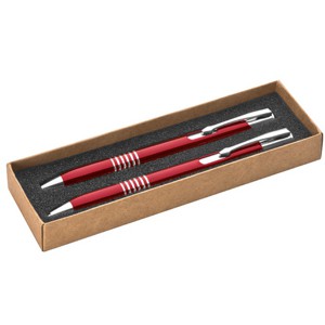 Coffret stylo bille et porte-mine rouge