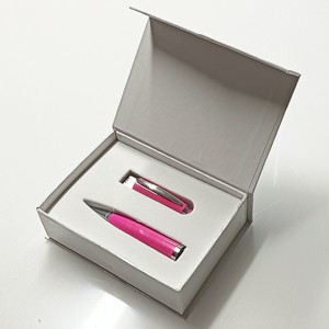 Stylo USB rose dans son écrin