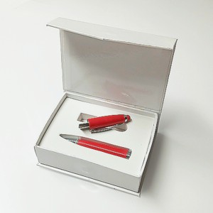 Stylo USB rouge dans son écrin