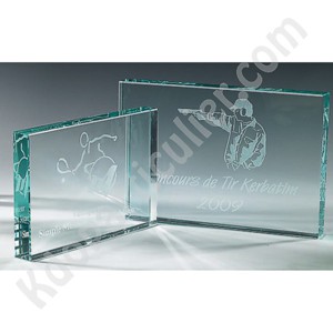 Trophée rond plexi transparent personnalisé socle noir