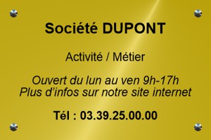 Plaque professionnelle plexiglas dorée écriture noire ou rouge