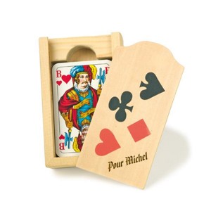 Boite à cartes en bois avec 1 jeu