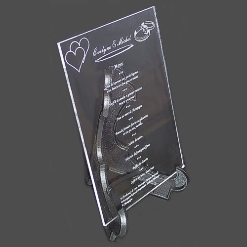 image de menu de mariage en plexi