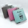 Flasque personnalisée inox et cuir turquoise